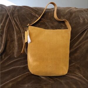 NWT Margot new york kaye Mustard Suede tote Bag